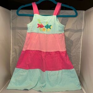 Summer dress pink and blue tiered dress w/ fish appliqué size 6 nonsmoking home.